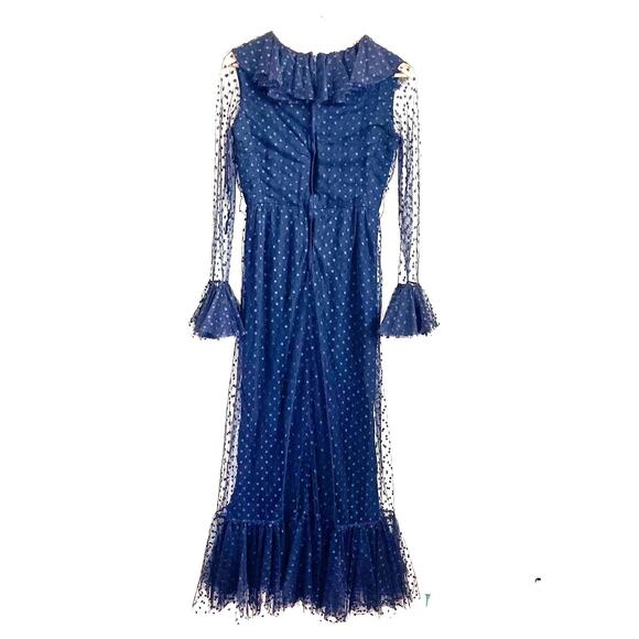 Vintage Vera Hicks Whimsigoth Lace Ruffle Dress Size M Black Sheer Vamp Fairy - Picture 2 of 10